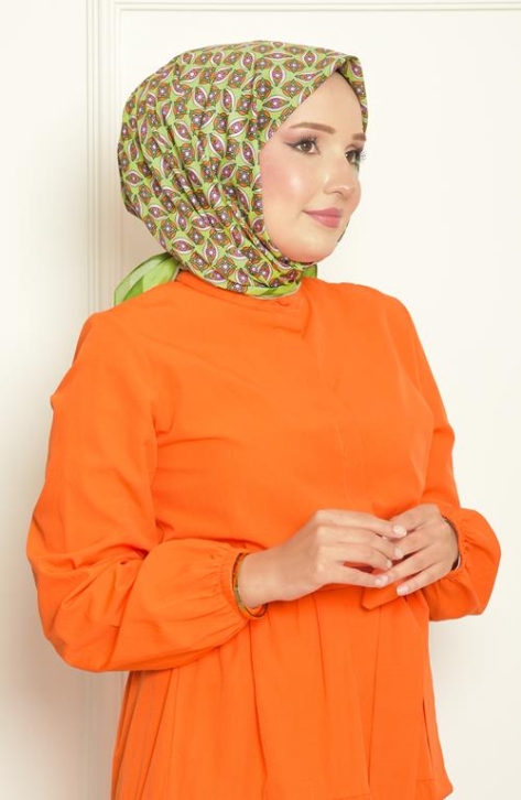 BURDEN İPEK - Badem Bursa İpeği Desenli Eşarp Fıstık Yeşili