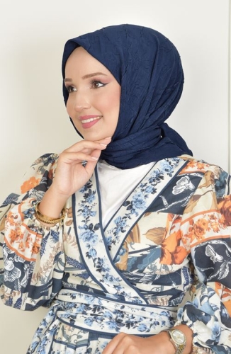 BURDEN İPEK - Bambu Kraş Eşarp Lacivert