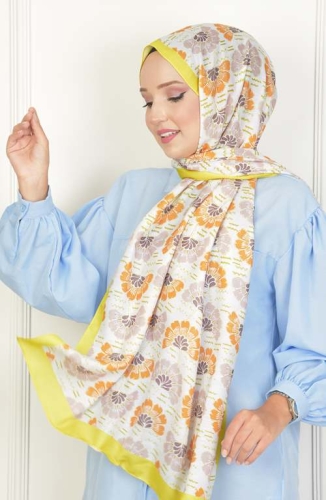 BURDEN İPEK - Begonvil Soft Pamuksu Desenli Şal Altuni Sarısı