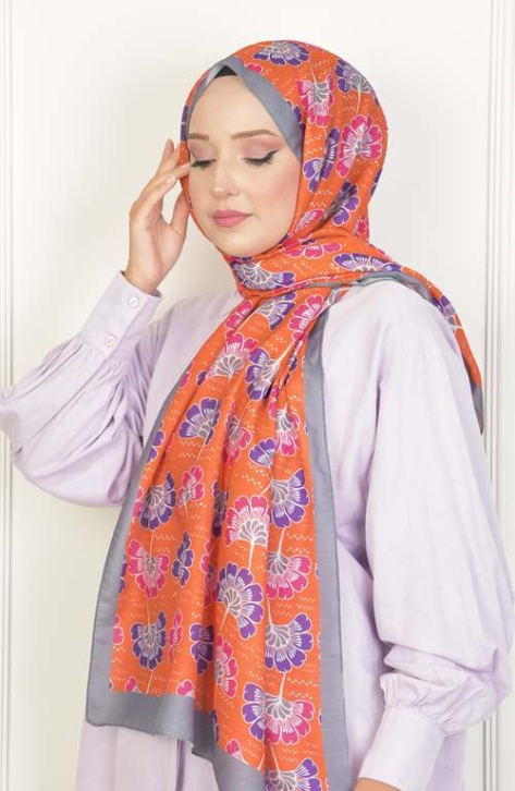 BURDEN İPEK - Begonvil Soft Pamuksu Desenli Şal Antrasit