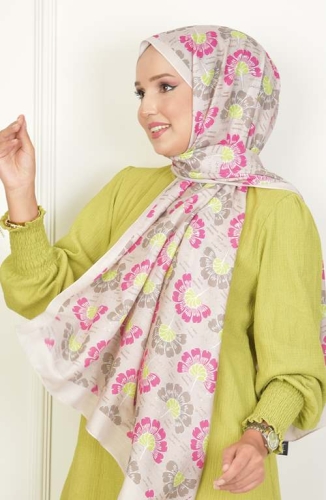 BURDEN İPEK - Begonvil Soft Pamuksu Desenli Şal Bej