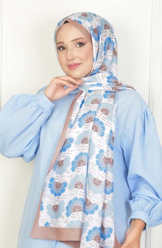 BURDEN İPEK - Begonvil Soft Pamuksu Desenli Şal Kahve