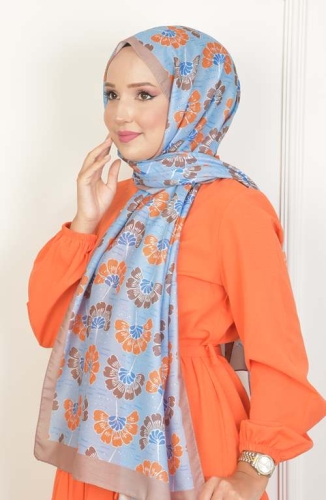 BURDEN İPEK - Begonvil Soft Pamuksu Desenli Şal Sütlü Kahve