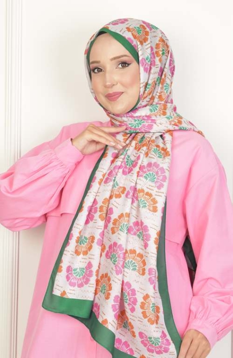 BURDEN İPEK - Begonvil Soft Pamuksu Desenli Şal Zümrüt