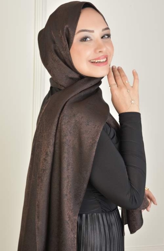 BURDEN İPEK - Black Shine Jakar Mıramır Desen Şal Acı Kahve