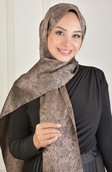 BURDEN İPEK - Black Shine Jakar Mıramır Desen Şal Kahve