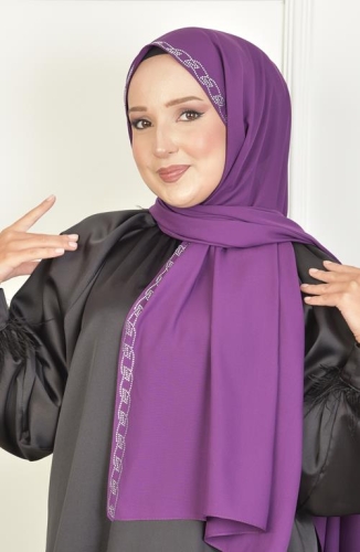 BURDEN İPEK - Burgu Taşlı Şifon Şal Erik