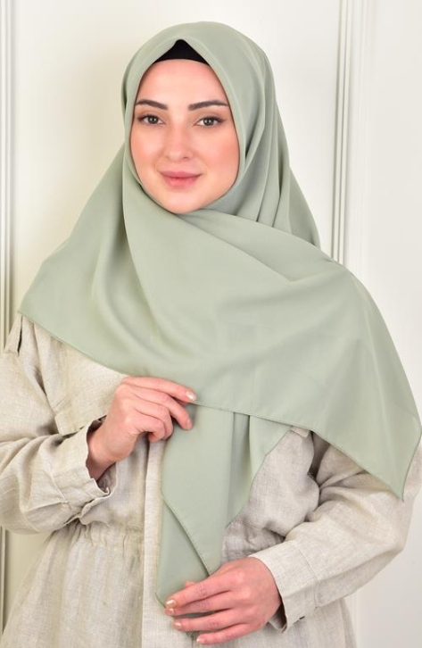 BURDEN İPEK - Büyük Boy Krep Şifon Eşarp 110 Cm Açık Çağla BURDEN İPEK - Büyük Boy Krep Şifon Eşarp 110 Cm Açık Çağla