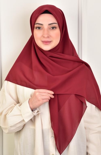 BURDEN İPEK - Büyük Boy Krep Şifon Eşarp 110 Cm Bordo
