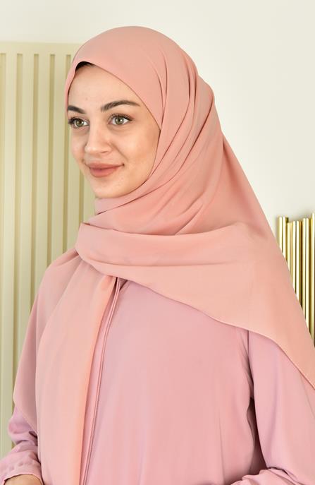 Büyük Boy Krep Şifon Eşarp 110 Cm Pudra