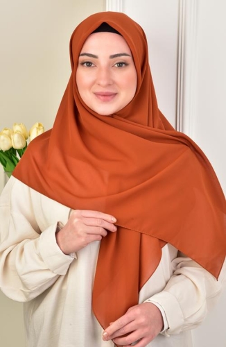 BURDEN İPEK - Büyük Boy Krep Şifon Eşarp 110 Cm Taba