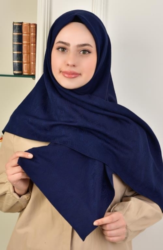 BURDEN İPEK - Büyük Boy Colourway Sarmal 120 cm Eşarp Dsn-8 Lacivert
