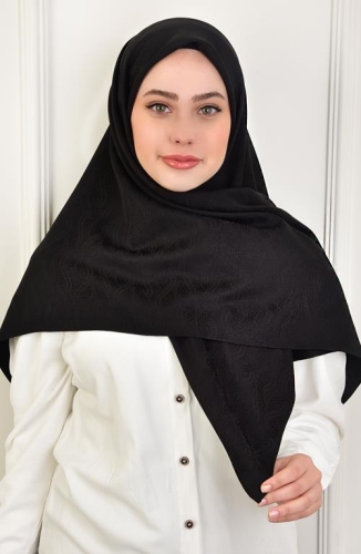 BURDEN İPEK - Büyük Boy Colourway Sarmal 120 cm Eşarp Dsn-8 Siyah