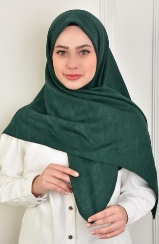 BURDEN İPEK - Büyük Boy Colourway Sarmal 120 cm Eşarp Dsn-8 Zümrüt