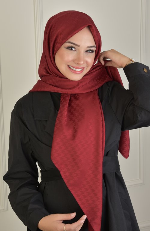 Büyük Boy Colourway Kazayağı 120 Cm Eşarp Dsn-9 Bordo