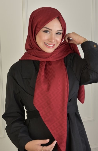 BURDEN İPEK - Büyük Boy Colourway Kazayağı 120 cm Eşarp Dsn-9 Bordo