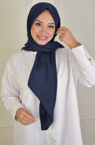 BURDEN İPEK - Büyük Boy Colourway Kazayağı 120 cm Eşarp Dsn-9 Lacivert