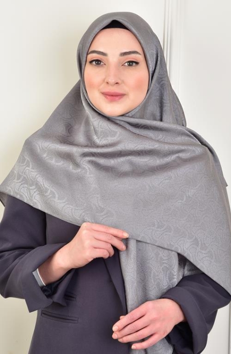 BURDEN İPEK - Büyük Boy Platin Desenli Eşarp 120 Cm Dsn-8 Antrasit