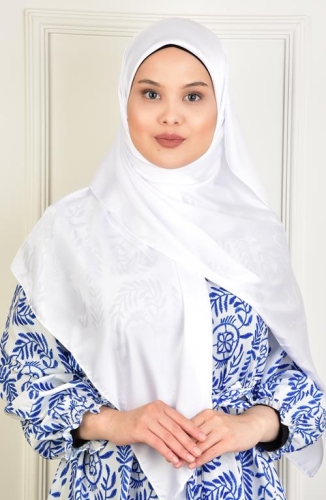 BURDEN İPEK - Büyük Boy Rayon 120 Cm Düz Eşarp Beyaz