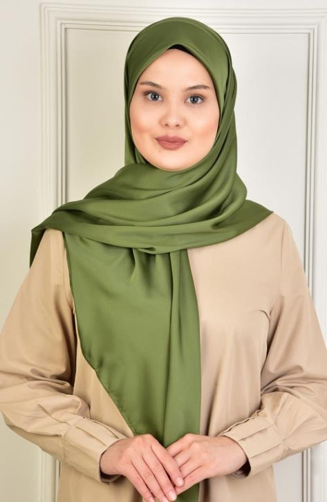 BURDEN İPEK - Büyük Boy Rayon 120 Cm Düz Eşarp Haki