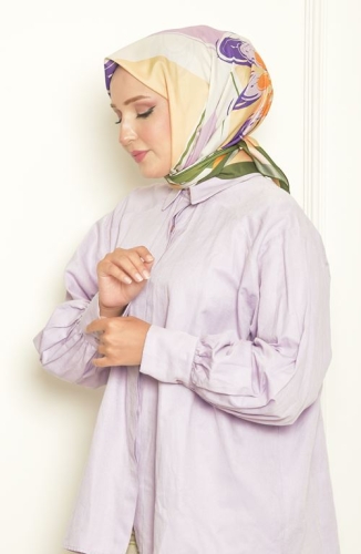 BURDEN İPEK - Camomile Bursa İpeği Desenli Eşarp Haki