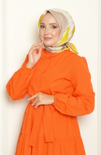 BURDEN İPEK - Camomile Bursa İpeği Desenli Eşarp Sarı