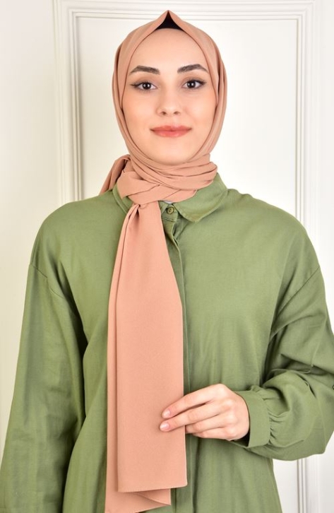 BURDEN İPEK - Chiffon Plain Shawl Peach Feather BURDEN İPEK - Chiffon Plain Shawl Peach Feather