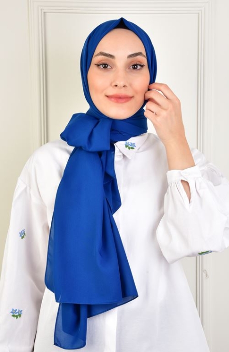 BURDEN İPEK - Chiffon Plain Shawl Sax BURDEN İPEK - Chiffon Plain Shawl Sax