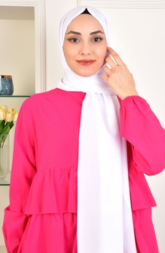 BURDEN İPEK - Chiffon Plain Shawl White