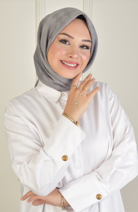 BURDEN İPEK - Colourway Dama Eşarp Antrasit