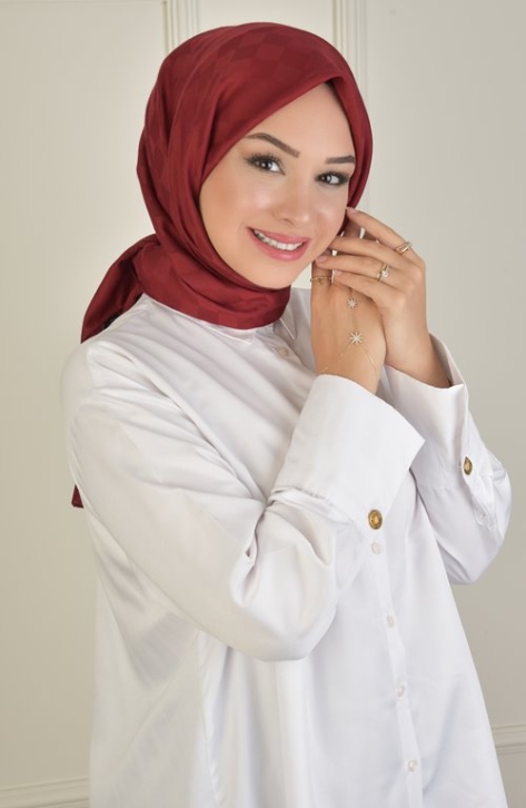 BURDEN İPEK - Colourway Dama Eşarp Bordo