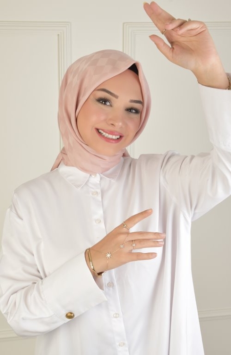 BURDEN İPEK - Colourway Dama Eşarp Pudra