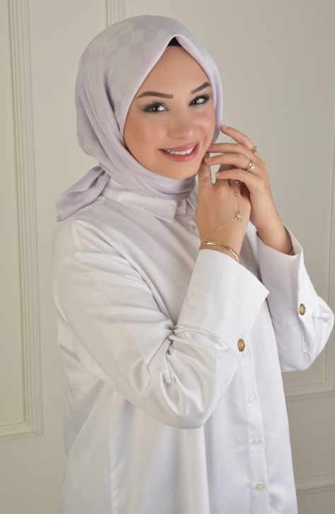 BURDEN İPEK - Colourway Dama Eşarp Puslu Leylak