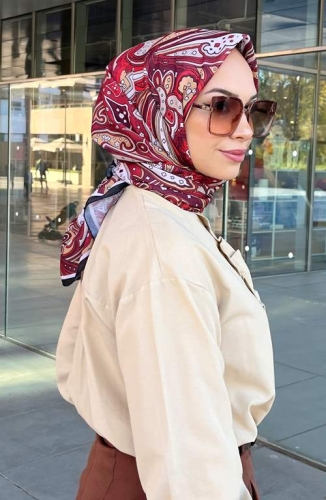 BURDEN İPEK - Comfy Soft Desenli Eşarp Bordo BURDEN İPEK - Comfy Soft Desenli Eşarp Bordo