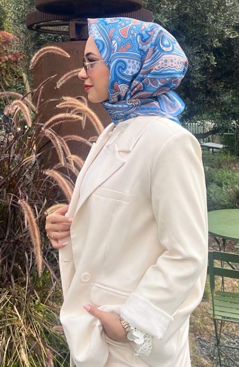 BURDEN İPEK - Comfy Soft Desenli Eşarp Gök Mavi