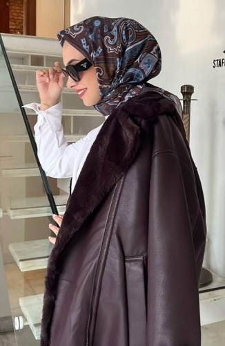 BURDEN İPEK - Comfy Soft Desenli Eşarp Kahve BURDEN İPEK - Comfy Soft Desenli Eşarp Kahve