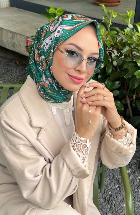 BURDEN İPEK - Comfy Soft Desenli Eşarp Yeşil