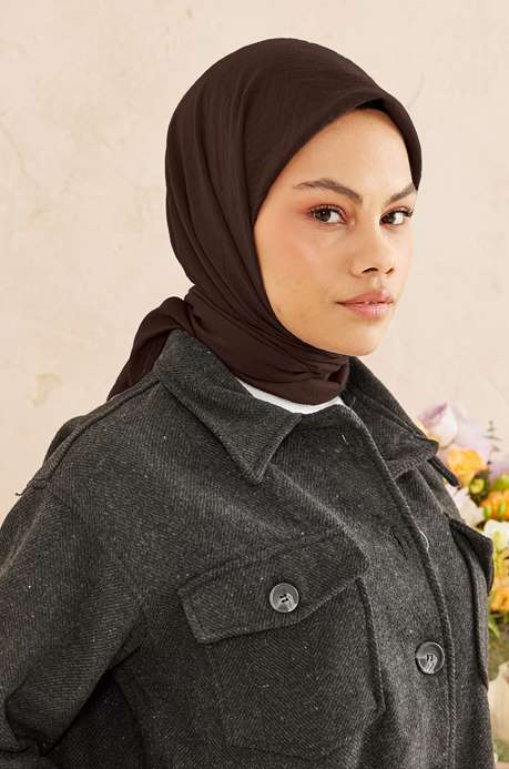 BURDEN İPEK - Ellen Cotton Crush Scarf Bitter Coffee BURDEN İPEK - Ellen Cotton Crush Scarf Bitter Coffee