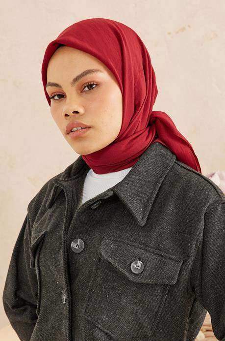 BURDEN İPEK - Ellen Cotton Crush Scarf Claret Red BURDEN İPEK - Ellen Cotton Crush Scarf Claret Red