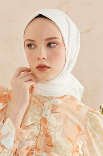 BURDEN İPEK - Ellen Cotton Crush Scarf Ecru