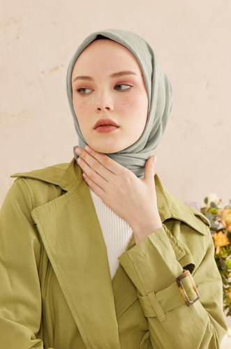 BURDEN İPEK - Ellen Cotton Crush Scarf Light Grey