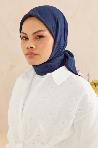 BURDEN İPEK - Ellen Cotton Crush Scarf Navy Blue BURDEN İPEK - Ellen Cotton Crush Scarf Navy Blue