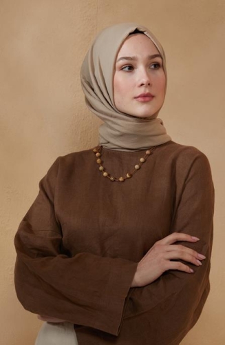 BURDEN İPEK - Ellen Cotton Crush Shawl Beige