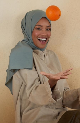 BURDEN İPEK - Ellen Cotton Crush Shawl Green Almond