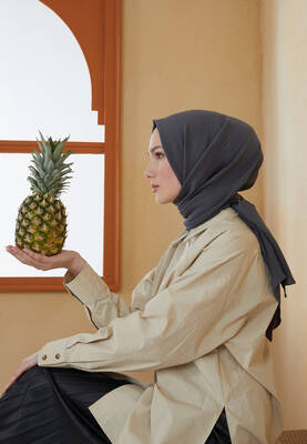 BURDEN İPEK - Ellen Cotton Crush Shawl Smoked