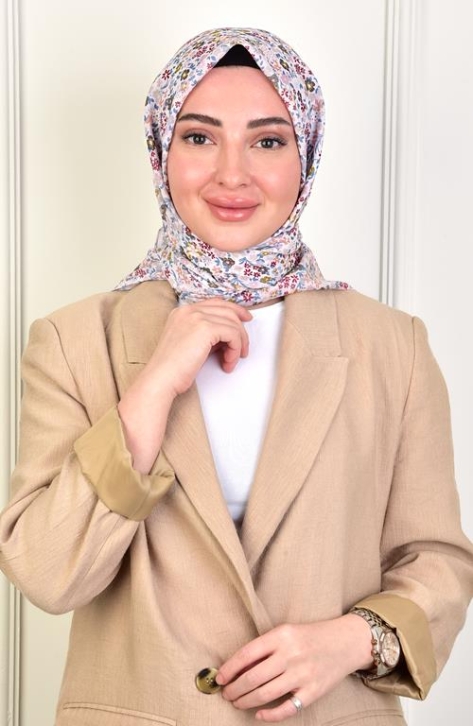 BURDEN İPEK - Ellen Cotton Knee Lily Patterned Scarf Army Green