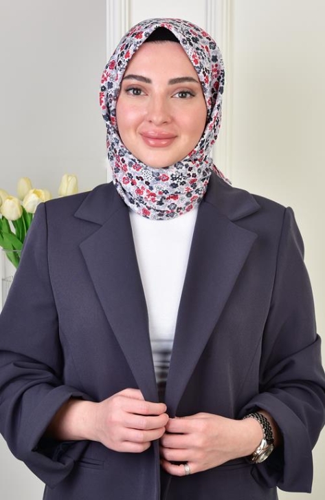 BURDEN İPEK - Ellen Cotton Krash Lily Patterned Scarf Black