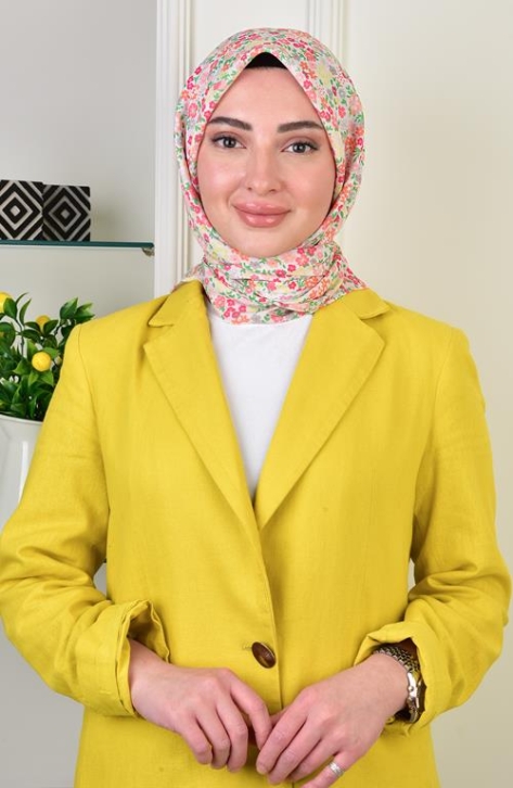 BURDEN İPEK - Ellen Cotton Krash Lily Patterned Scarf Pink