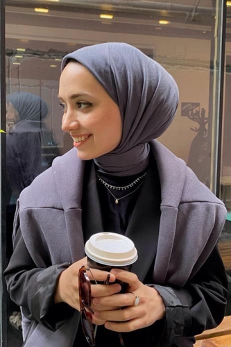 BURDEN İPEK - Ellen Pamuk Kraş Eşarp Füme