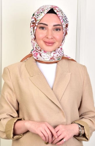 BURDEN İPEK - Estelle Soft Cotton Patterned Scarf Copper Brown
